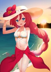 1girls bikini duel_monster female pink_hair sunhat traptrix traptrix_rafflesia yu-gi-oh!