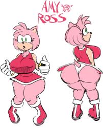 1girls amy_rose ass big_ass big_breasts boots breasts dress female large_ass nipples_visible_through_clothing owlandras panties sega sonic_(series)