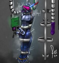 2_penises animal_genitalia animal_penis anthro bondage bound capcom chains deep_throat digit_ring diphallia diphallism flying_wyvern forced gag genitals helpless hemipenes hi_res hypnosis hypnotic_visor immobile jewelry long_term_bondage machine male male_only milking_cum milking_machine mind_control monster_hunter multi_genitalia multi_penis nargacuga oral penile penis penis_milking prisoner ring ruum science sex_toy slave solo struggling tired toe_ring vibrator