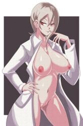 big_breasts breasts coat n0ncanon nakiri_alice navel nipples pussy shokugeki_no_souma