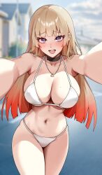 1girls 2d absurd_res alternate_version_available bikini blonde_hair female female_only foxy_rain_(foxyreine) foxyrain_(foxyreine) foxyreine light-skinned_female light_skin long_hair looking_at_viewer original_character pale-skinned_female pale_skin seductive_look solo