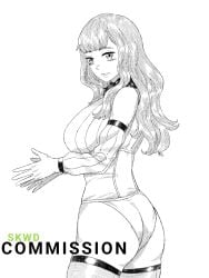 1girls big_breasts black_clover breasts breasts_outside clothed clothed_female commission light-skinned_female light_skin looking_at_viewer mimosa_vermillion skwd thick_ass thick_thighs