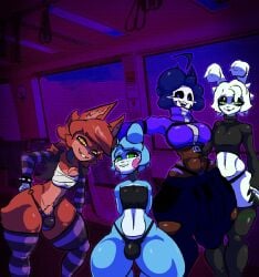 1girls 3boys bulge cally3d clazzey cryptiacurves fazclaire's_nightclub female femboy five_nights_at_freddy's fnaf foxy_(fnaf) fredina's_nightclub male_focus perri_(bunnybiasedoats) scottgames stormkinght thick_thighs thighhighs thin_waist toy_bonnie_(fnaf)