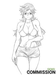 1girls big_breasts black_clover bra breasts clothed clothed_female commission confident confident_smile female glasses heavy_breasts letoile_becquerel light-skinned_female light_skin looking_at_viewer skwd thick_ass thick_thighs underwear