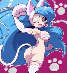 1girls armpits ass capcom catgirl darkstalkers felicia_(darkstalkers) female medium_breasts nollety skimpy_clothes tail