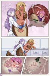 1futa 2girls balls big_balls big_breasts big_penis blonde_hair bottomless breasts clothed clothing cock_vore comic cum_bath dark-skinned_futanari dark_skin death dialogue drowning_in_cum english english_text erection female female_death from_behind futa_giantess futa_on_female futa_urethral_insertion futanari giantess group group_sex handjob humanoid humanoid_penis internal lamia larger_futanari light-skinned_female light_skin long_hair macro medium_breasts micro micro_on_macro minigirl mostly_nude naga onomatopoeia page_4 partially_clothed penis purple_hair reach_around rowychan size_difference smaller_female snake_girl snake_prey text threesome urethral_insertion vore