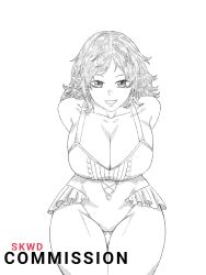 1girls big_breasts black_clover clothed clothed_female commission fana_(elf)_(black_clover) female leaning_forward leotard light-skinned_female light_skin looking_at_viewer nipples skwd thick_ass thick_thighs