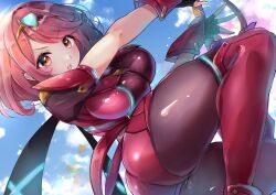 1girls ass black_gloves boots breast_press breasts brown_pantyhose brown_stockings bubble_butt busty child_bearing_hips core_crystal curvy female female_only fingerless_gloves gloves highres hourglass_figure large_ass large_breasts looking_at_viewer monolith_soft nintendo pantyhose pyra racket_ti1 red_boots red_eyes red_hair red_shorts red_thighhighs short_hair shorts slim_waist stockings thick_thighs thigh_boots thighhighs thighs voluptuous wide_hips xenoblade_(series) xenoblade_chronicles_2