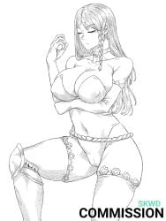 1girls armor big_breasts black_clover breasts charlotte_roselei closed_eyes clothed clothed_female commission female leotard light-skinned_female light_skin looking_at_viewer skwd thick_ass thick_thighs