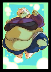 1girls bad_anatomy bbw dragon_ball fat fat_rolls female_zamasu huge_belly huge_breasts obese rule_63 thick_thighs waifudekai zamasu