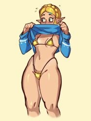 1girls blonde_hair blush fkiller light-skinned_female light_skin micro_bikini pointy_ears princess_zelda small_breasts tears_of_the_kingdom the_legend_of_zelda the_legend_of_zelda:_breath_of_the_wild thick_thighs zelda_(tears_of_the_kingdom)