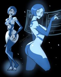 1girls 2d_(artwork) artist_request ass bell_haircut blue_body blue_eyes blue_hair blush booty breasts child_bearing_hips cortana female halo_(series) happy_female hips large_ass looking_at_viewer medium_breasts medium_hair round_ass sci-fi texd41 thick_thighs thighs wide_hips