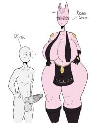 1boy 1girls anon big_penis breasts confused_look diamond_is_unbreakable female huge_breasts imminent_sex jojo's_bizarre_adventure killer_queen large_breasts male pink_skin rule_63 shounen_jump skirt_lift stand_(jjba) theimmortalguy thick_thighs