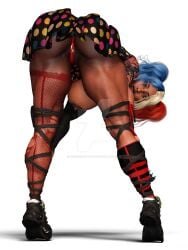 1girls 3d 3d_(artwork) ass batman_(series) bending_over big_ass big_breasts big_butt bottom_heavy breasts cosplay dark-skinned_female dark_skin dc dc_comics divergentartgb eyebrows eyelashes eyes female female_only fishnets hair harley_quinn_(cosplay) huge_breasts large_breasts legs lips looking_at_viewer looking_back muscles muscular muscular_female nipples nubian original panties rear_view rio_(divergentartgb) shoes solo tattoo thick_thighs upskirt white_background