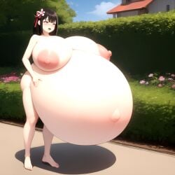 ai_generated ass azki_(hololive) gigantic_belly gigantic_breasts hips hololive hyper_breasts hyper_pregnancy naughty_face pregnant stable_diffusion thighs virtual_youtuber