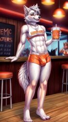 ai_generated anthro crop_top femboy femboy_hooters hooters shorts tagme waitress