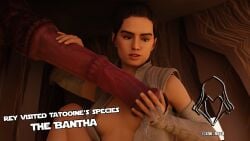 bantha_(species) big_penis breasts cum horse_penis horsecock looking_pleasured red_penis rey semi_nude sfm_hood star_wars tatooine zoophilia