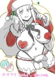 1futa balls big_breasts big_penis breasts christmas christmas_outfit edit emilia_(re:zero) flaccid futa_only futanari heart_pasties human licking_lips nise96 nude partially_colored penis penis_out re:zero_kara_hajimeru_isekai_seikatsu sketch solo spot_color standing testicles tongue tongue_out