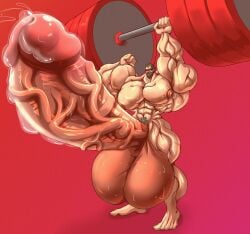 abs barefoot biceps bodybuilder feet hyper hyper_balls hyper_cock hyper_genitalia hyper_penis hyper_testicles male male_focus male_only muscle muscles muscular muscular_arms muscular_legs muscular_male muscular_thighs nipples overhead_press pecs precum thick_thighs vanillux3 veins veiny_penis weightlifting