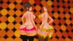 2girls 3d animated ass ass_focus ass_to_ass back bandana bent_over blue_eyes brown_hair faubek female female_only half-closed_eyes hilda_(pokemon) huge_ass huge_breasts human human_only looking_away looking_back may_(pokemon) mp4 nintendo nipples no_sound panties pokemon pokemon_rse pose sideboob tagme take_your_pick thick_thighs thong video wide_hips