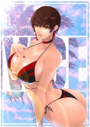 big_ass big_breasts big_butt bikini curvy female_only huge_ass huge_breasts king_of_fighters kof leaning_forward looking_at_viewer short_hair short_hair_female sk31450 tagme vice_(kof)