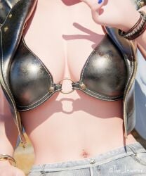 1girls 3d alternate_version_available angel angel_wings ark_(fortnite) big_breasts blender bottomwear bra breast_focus breasts cleavage close-up clothed clothing curvy curvy_body curvy_female curvy_figure detailed_background epic_games female female_focus female_only fortnite fortnite:_battle_royale highres jacket jeans lewdrex light-skinned_female light_skin peace_sign presenting presenting_breasts ripped_jeans shadow sign sun sunlight thick_thighs topwear v watermark wings