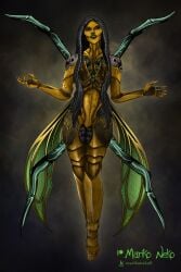 1girls d'vorah insect_wings insects marikoneko marikoneko0 mortal_kombat mortal_kombat_11 nightmare_waifu wings yellow_body