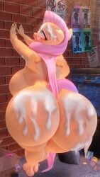 3d alleyway anthro bubble_butt cum cum_everywhere cum_in_hair cum_on_ass cum_on_back cum_on_face female fluttershy_(mlp) hair_on_head my_little_pony prostitution snuddy tagme wedgie