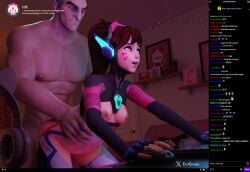 1boy 3d cheating d.va exhibitionism male male_on_female overwatch overwatch_2 public sigma stream streamer twitch