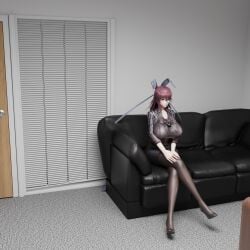 3d action_taimanin blender_(software) couch glasses large_breasts milf mizuki_shiranui mother sitting sssin2160 succubus suit taimanin_(series) taimanin_rpgx taimanin_yukikaze