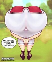 1girls amen_pose ass bending_over boruto:_naruto_next_generations breasts dat_ass female huge_ass light-skinned_female light_skin matospectoru mature_female milf mother naruto naruto_(series) outdoors praise_da_booty_(meme) sakura_haruno thick_thighs wide_hips