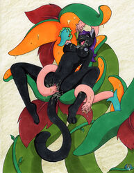 anthro feline female fur furry juice mango messy oral plant pussy sticky tentacle tierafoxglove vines