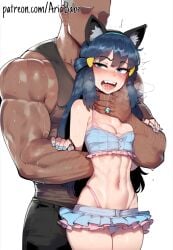 ai_generated cat_ears crying dawn_(pokemon) drooling gripping innocent novelai pajamas patreon petite pokemon teenage_girl