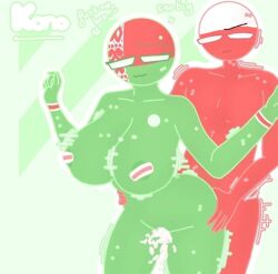 1boy 1boy1girl 1girls 2d asking_for_sex belarus_(countryhumans) big_breasts breasts_bigger_than_head countryhumans countryhumans_edit cum cum_inside green_body hand_on_hip poland_(countryhumans) red_body sex standing_doggy_style standing_sex sweaty_body text thick_thighs
