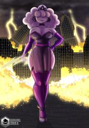 1girls air_creature air_humanoid cloud_creature cloud_humanoid creator_wolrld female lightning_bolt looking_at_viewer mevia_(sketchfins) solo standing