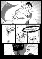 2020 6_breasts 6_nipples after_transformation anthro anus areola biped black_border black_hair border breasts canid canine canis closed_eyes comic countershade_face countershade_fur countershade_neck countershade_tail countershade_torso countershading english_text female finger_fuck fingering fingering_self fur gender_transformation genitals gloves_(marking) hair halftone hi_res looking_pleasured lying mammal markings masturbation moan monochrome motion_lines mtf_transformation multi_breast multi_nipple nipples nude on_back pesimist pussy solo tail text thought_bubble transformation vaginal_masturbation vaginal_penetration white_body white_countershading wolf