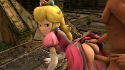 1boy 1girls 3d animated ass blonde_hair clothed_female_nude_male clothing doggy_style female female_focus from_behind juicytomaco long_hair male mario_(series) mp4 nintendo nude penis princess_peach sex sound source_filmmaker tagme unseen_male_face vaginal_penetration video