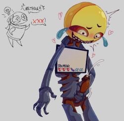 1boy cum emoji emoji_(race) english_text greedyghoul masturbation metal penis r.e.p.o. robot semibot solo tagme taxman text