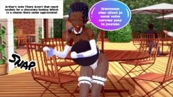 androgynous bunnysuit cafe dark_skinned_femboy dialogue dreadlocks eye_closed femboy feminine_male girly male male_focus male_only mole_under_eye oc original_character soiacalmanienti trap
