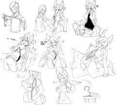 animate_inanimate anthro biped blush bottomwear breasts clothed clothing collared_shirt confusion countershade_face countershade_fur countershade_legs countershade_torso countershading domestic_cat duo english_text evil_face evil_grin felid feline felis female female_anthro finger_fuck fingering fingers fully_clothed fully_inside fur gender_transformation genitals hair hand_on_breast hands_on_own_breasts heart_symbol hi_res holding_breast hollow_body human human_to_anthro kneeling living_clothing looking_at_breasts looking_at_own_breasts looking_at_self looking_down_at_self looking_pleasured male male_human mammal masturbation monochrome motion_lines mtf_transformation mxl nipples nude one_eye_closed open_mouth pants partially_inside polo_shirt possession pussy scared shirt simple_background smile species_transformation standing stomach_bulge suit_transformation tail takeover teeth text tongue tongue_out topwear transformation transformation_sequence trash_can unusual_anatomy vaginal_masturbation vaginal_penetration vore white_background white_body zipper zipping_up