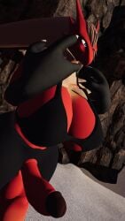 1futa 3d anthro big_breasts big_penis blaziken blue_eyes bra breasts futanari intersex penis pokemon pokemon_(species) red_lipstick sloppydragons solo tagme vrchat