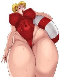 1girls belly_button bikini blonde_female blonde_hair blush cyberboi female female_only lipstick long_hair nipples nipples_visible_through_clothing ponytail pussy pussy_visible_through_clothes thick_thighs tom_and_jerry vagina wet wet_body white_body white_skin