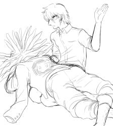 clothed clothing danganronpa danganronpa:_trigger_happy_havoc gay gay_domination hagakure_yasuhiro male male/male male_focus male_only slapping_ass slapping_butt spanking spanking_ass spanking_butt togami_byakuya yaoi
