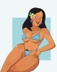 1girls bikini black_hair breasts dark-skinned_female dark_skin female female_focus female_only king_of_the_hill long_hair mature_female milf minh_souphanousinphone mother pubic_hair solidus