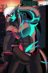 2:3 abs absurd_res anthro beverage bulge clothing coffee cyberdragon cyberpunk detective dragon english_text erection hi_res j450n j450n2080 male morning_wood muscular mythological_creature mythological_scalie mythology police police_officer police_uniform scalie solo text uniform