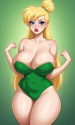 1girls ai_generated bare_arms bare_legs bare_shoulders bare_thighs blonde_hair blue_eyes disney disney_channel eyebrows eyelashes eyeliner eyeshadow hi_res large_ass large_breasts lipstick long_hair looking_at_viewer peter_pan_(disney) petite petite_body petite_female solo solo_female solo_focus standing thick_thighs tinker_bell waifufamily