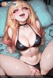 ai_generated bangs bare_shoulders bed bikini bikini_aside black_bikini black_choker black_nails blonde_hair blue_nails blush breasts choker cleavage clitoris clothed_female_nude_male clothed_sex clothing_aside collar collarbone cushion dollmaker ear_piercing earrings erection eyebrows_visible_through_hair female female_pubic_hair fingernails heart heart-shaped_pupils jewelry leash long_hair looking_at_viewer lying multiple_piercings nail_polish navel navel_piercing on_back on_bed open_fly open_mouth penis piercing pillow pink_nails pov pubic_hair purple_nails pussy red_nails sex smile solo_focus spread_legs straight sweat swimsuit symbol-shaped_pupils tagme teeth thighs tongue vaginal_penetration viewer_holding_leash