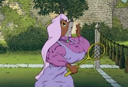 abs barsfrommars biceps big_breasts breasts disney female fox huge_breasts large_breasts maid_marian muscles muscular muscular_arms muscular_female muscular_legs muscular_thighs pecs robin_hood_(disney) screenshot_edit