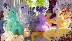 3d_(artwork) absurd_res amber_eyes ambiguous_penetration anthro balls black_eyeshadow blue_eyes blue_hair bonbon_(mlp) breasts cream_heart_(mlp) derpy_hooves digital_media_(artwork) earth_pony equestria_girls equid equine eyeshadow female female/female flash_sentry_(mlp) fleur_de_lis_(mlp) flower friendship_is_magic genitals green_body green_hair group hair hair_bun hand_on_breast hasbro hi_res horn horse licking licking_lips loveslove lyra_heartstrings_(mlp) makeup male male/female mammal my_little_pony my_little_pony:_the_movie_(2017) mythological_creature mythological_equine mythology nipples nude orange_body penetration penis pink_hair plant pony purple_eyes purple_hair pussy red_hair rose_(flower) sunset_shimmer_(eg) tempest_shadow_(mlp) tongue tongue_out twilight_sparkle_(mlp) unicorn yellow_body yellow_eyes zebra zecora_(mlp)