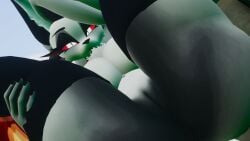 big big_ass big_breasts chest_tuft close-up helluva_boss legs_up looking_at_viewer loona_(helluva_boss) nude on_back pussy red_sclera sloppydragons vrchat white_eyes white_fur white_hair